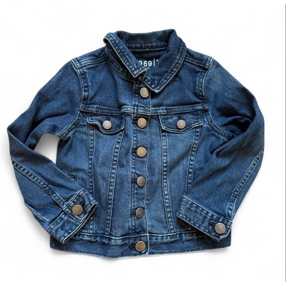 Toddler Girls Gap 1969 Denim Jean Jacket with Hand Painted Balloons Elephant - 4 - Picture 1 of 2